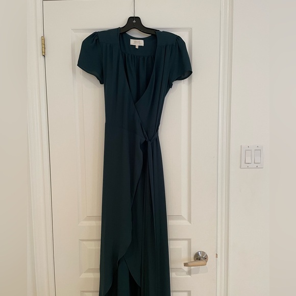 WAYF Forest Green Wrap Dress - Picture 2 of 4